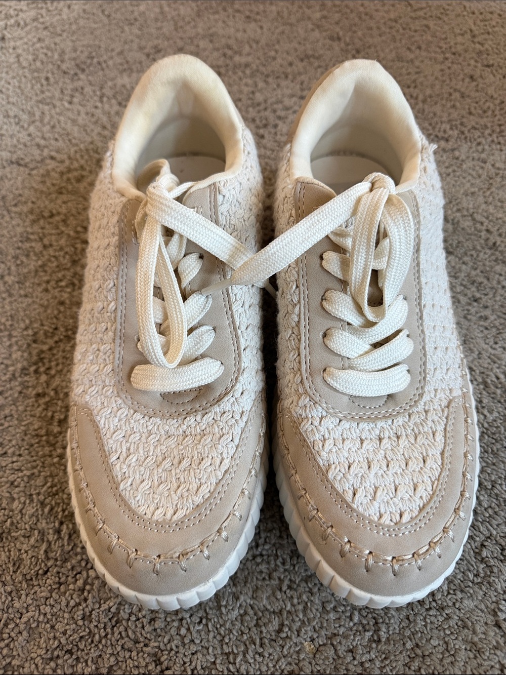 DV by Dolce Vita Cream Woven Lace-Up Sneakers